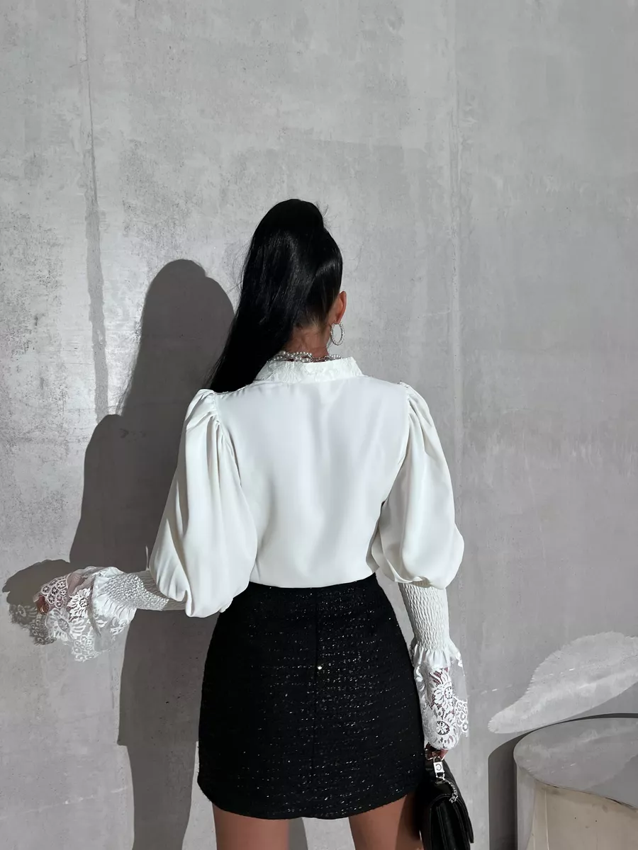 Белая блузка нарядная с кружевами