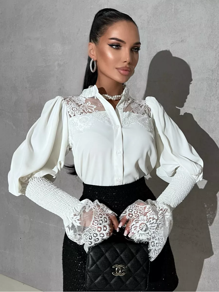 Блузка нарядная с кружевами