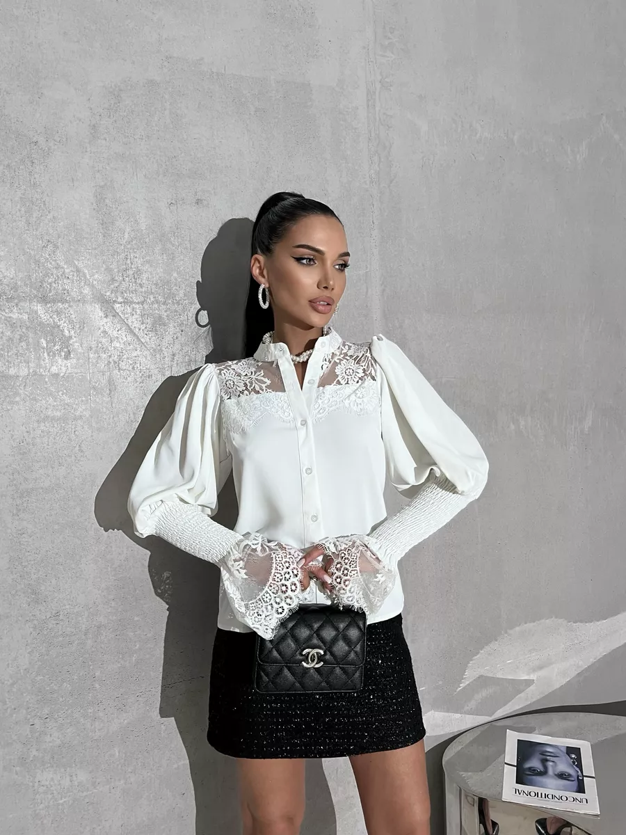 Блузка нарядная с кружевами