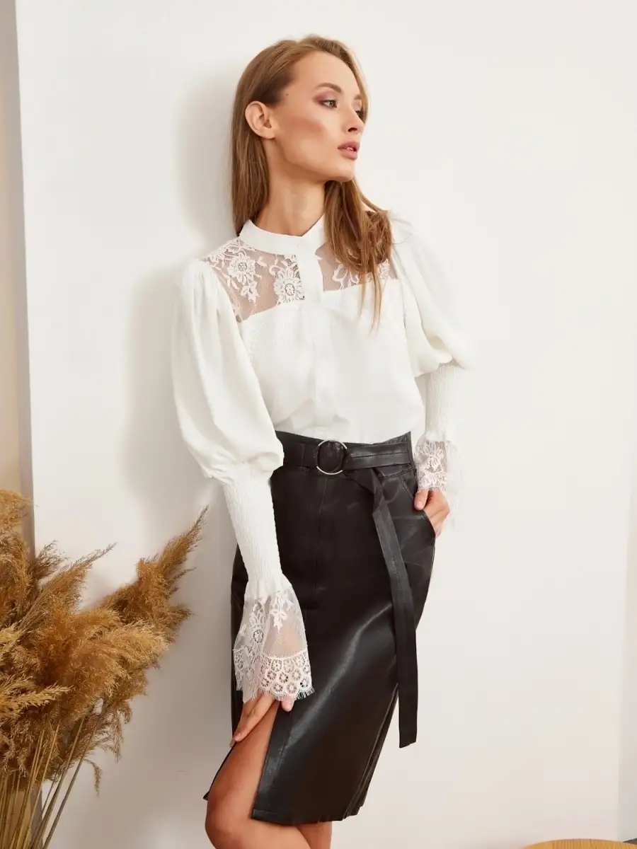 Черная юбка карандаш женская кожаная длинная ниже колена