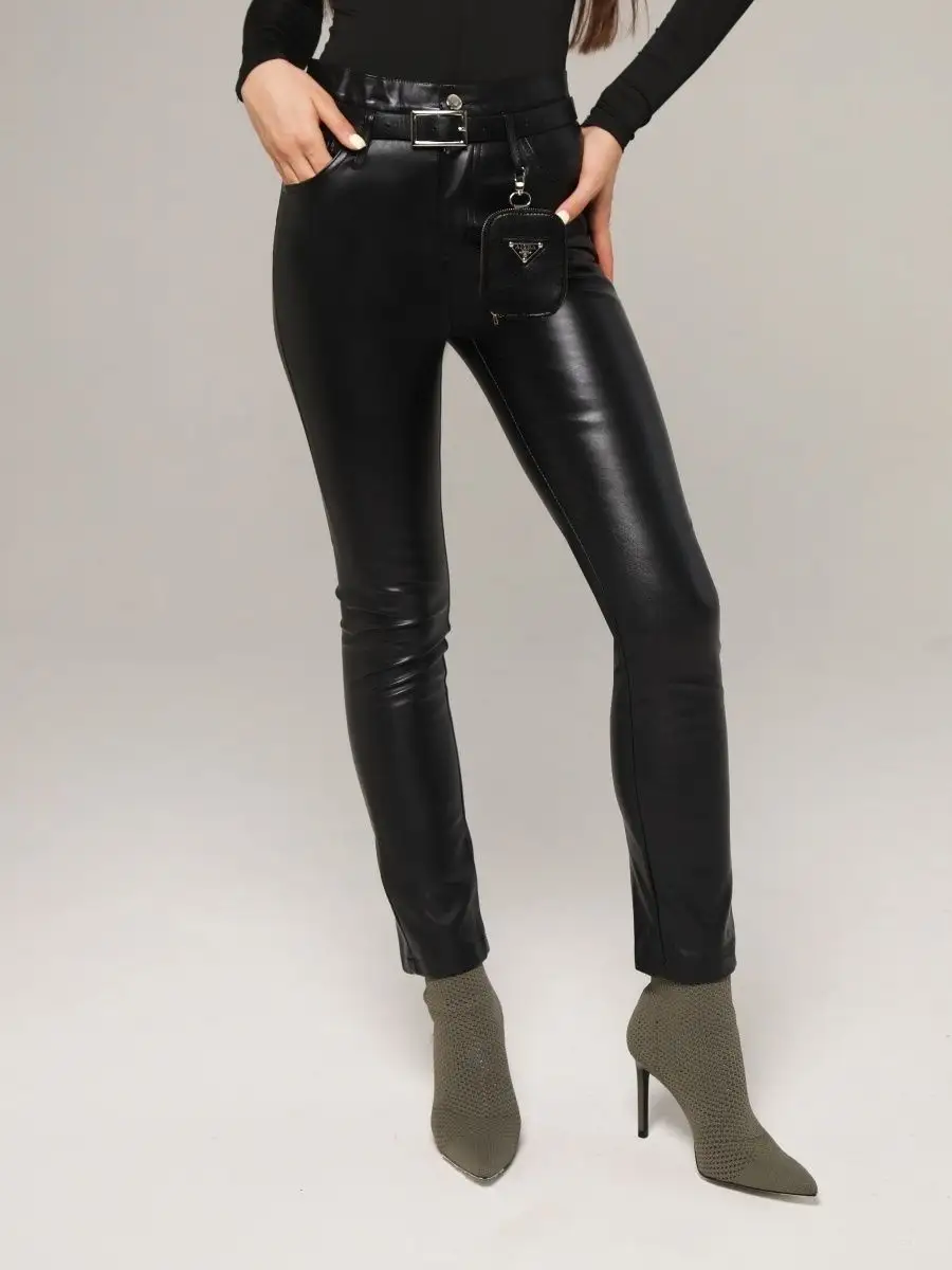 Брюки женские штаны лосины из экокожи