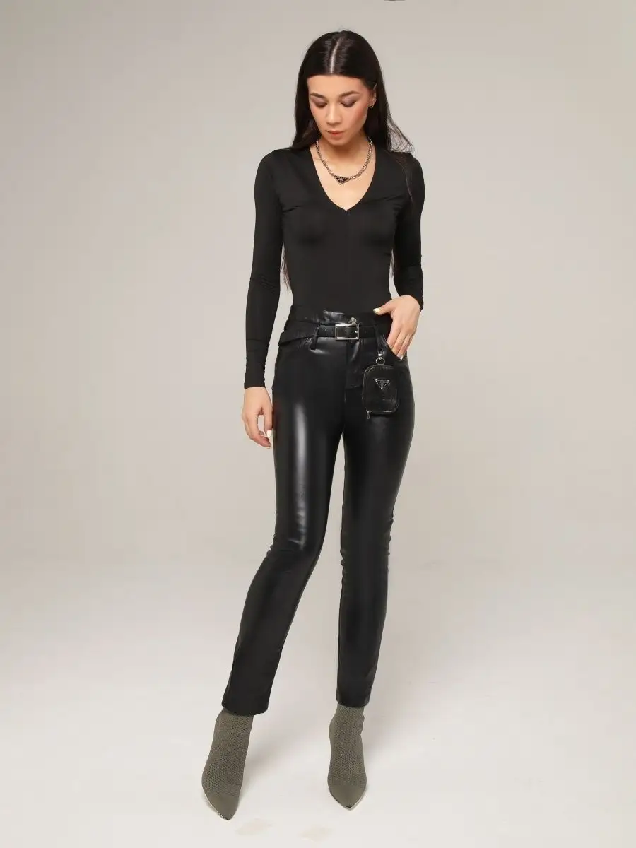 Брюки женские штаны лосины из экокожи