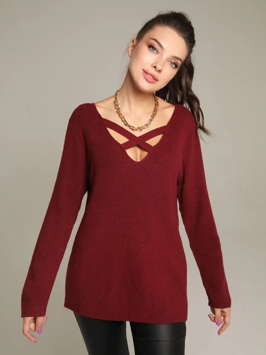 Марсала кофта женская с длинным рукавом воротником трикотажная