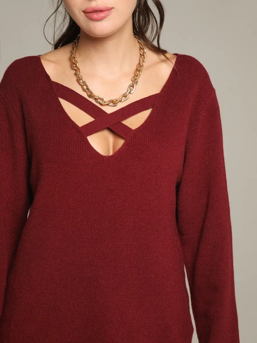 Марсала кофта женская с длинным рукавом воротником трикотажная