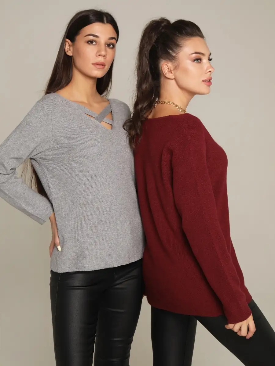 Марсала кофта женская с длинным рукавом воротником трикотажная