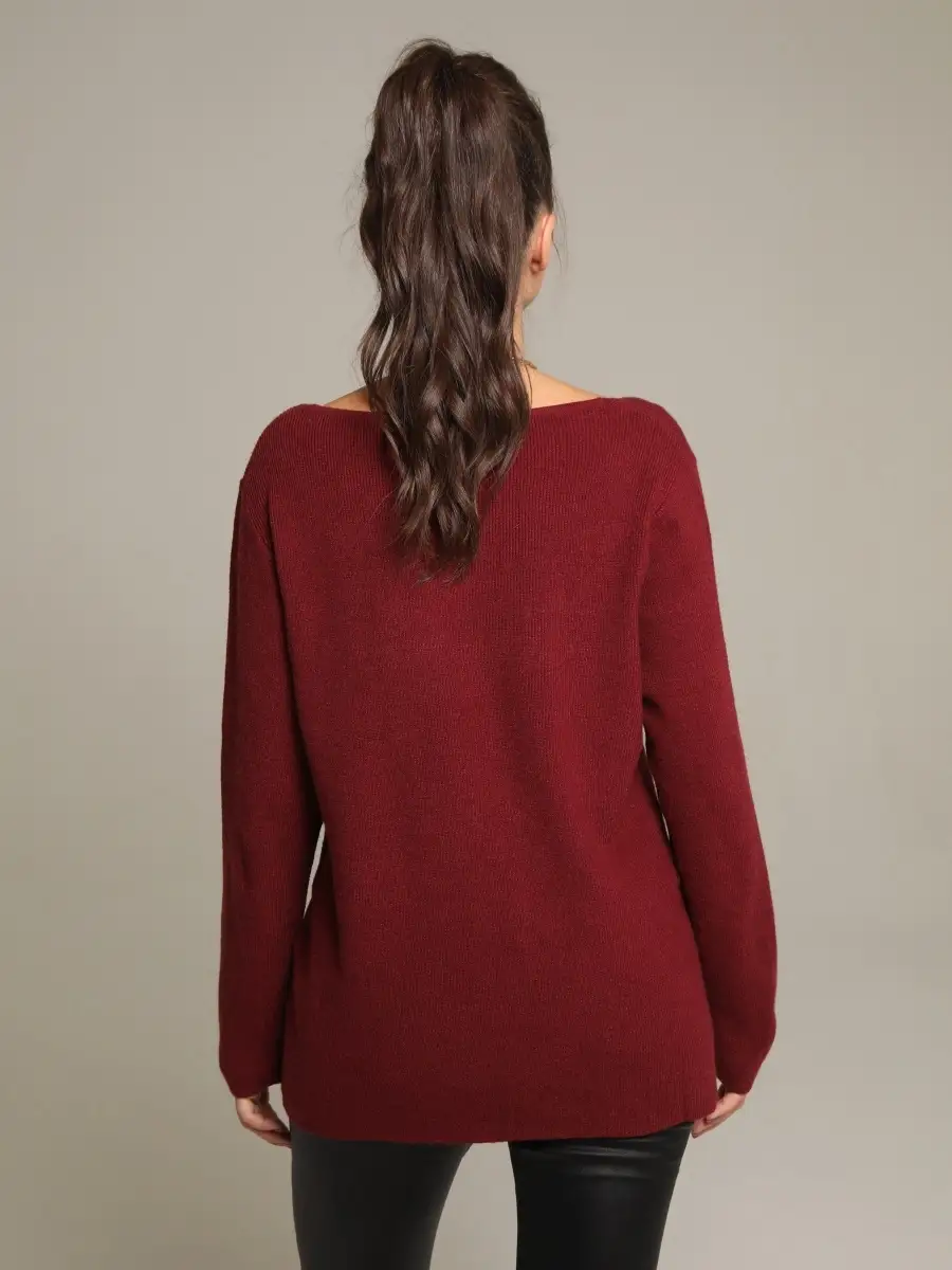 Марсала кофта женская с длинным рукавом воротником трикотажная