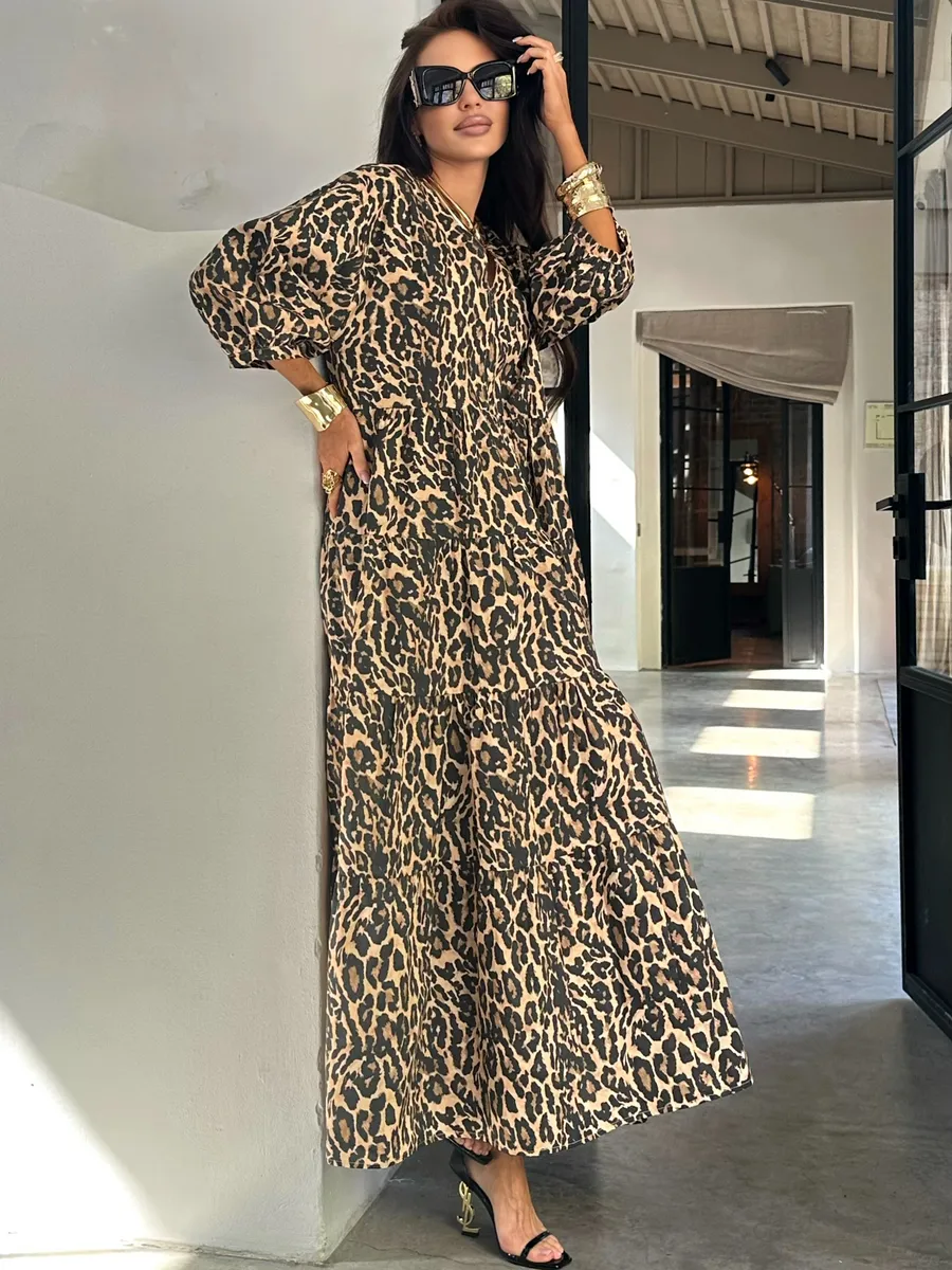 Леопардовое платье длинное больших размеров