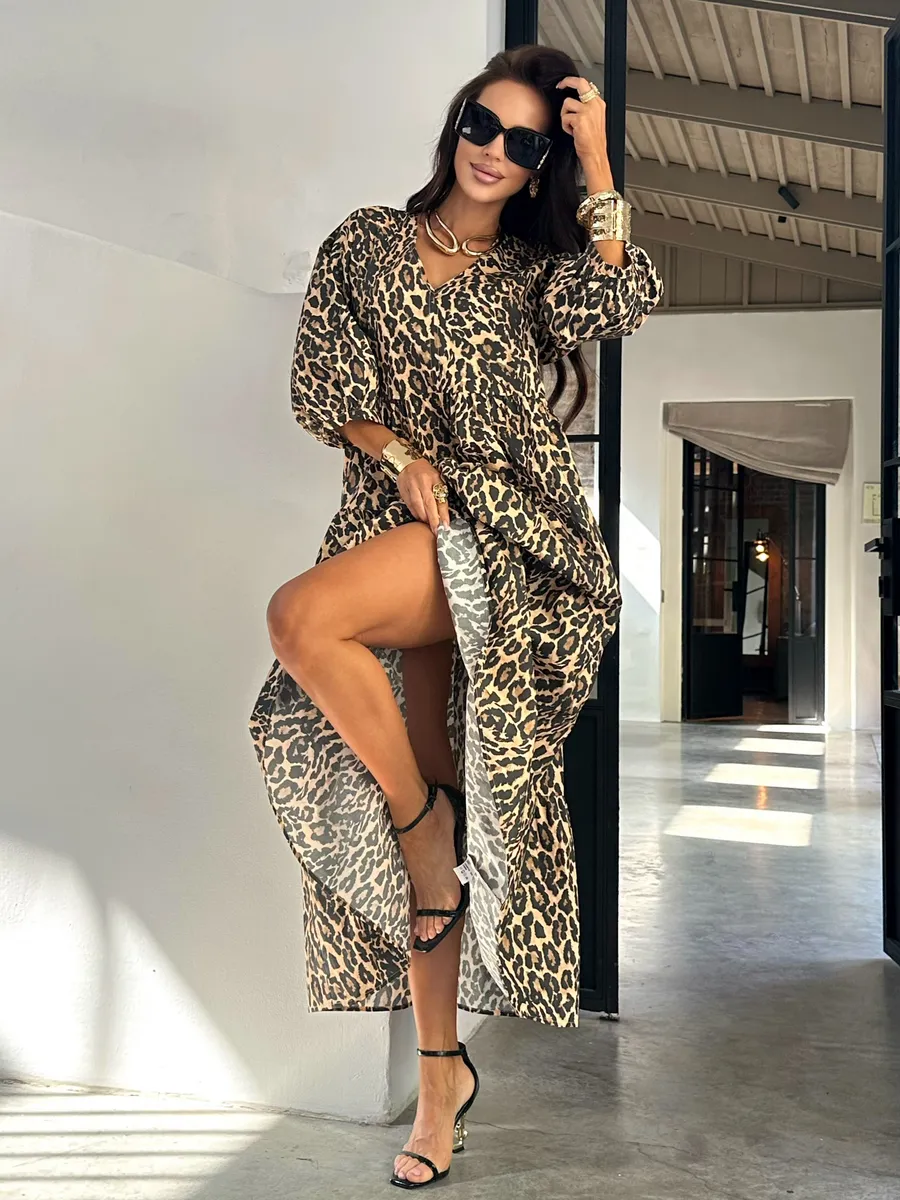 Леопардовое платье длинное больших размеров