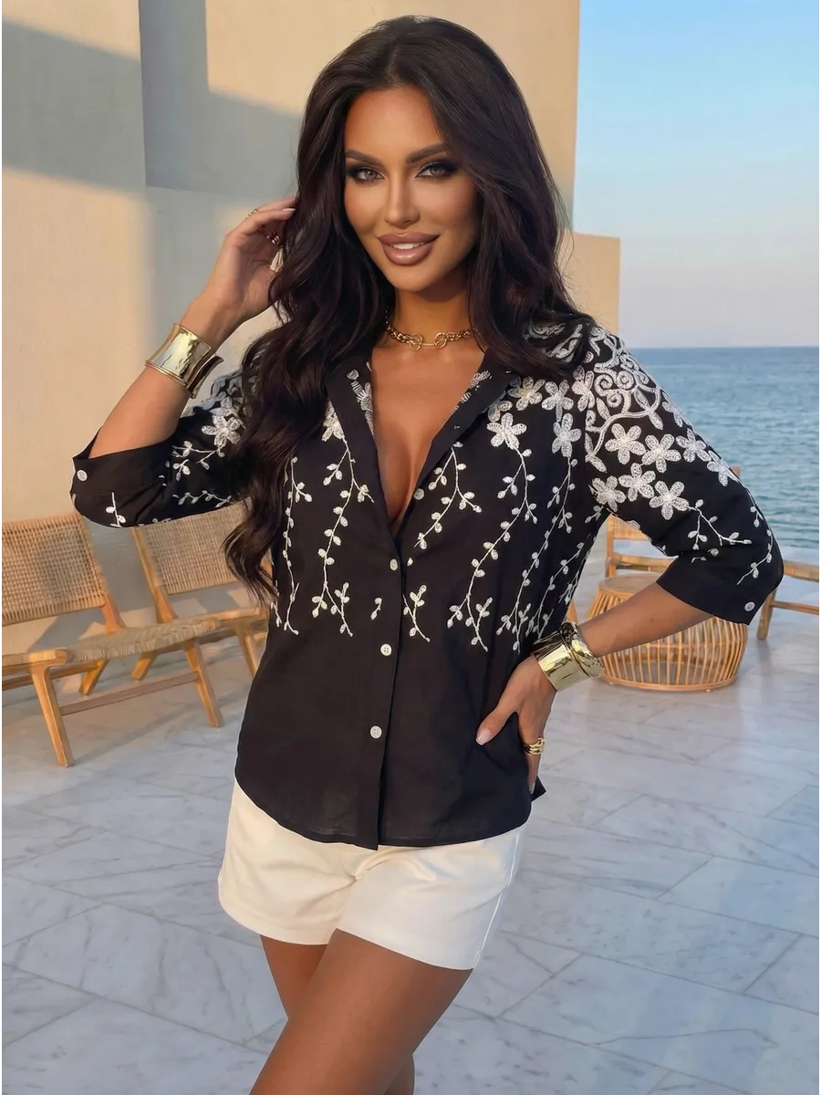 Черная блузка нарядная летняя