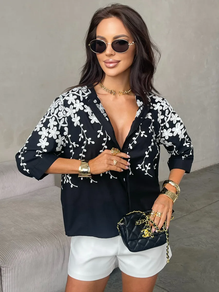 Черная блузка нарядная летняя