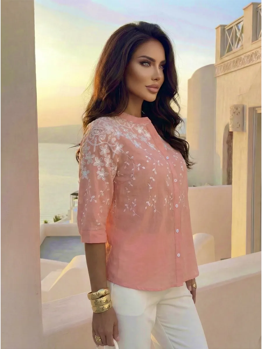 Розовая блузка нарядная летняя