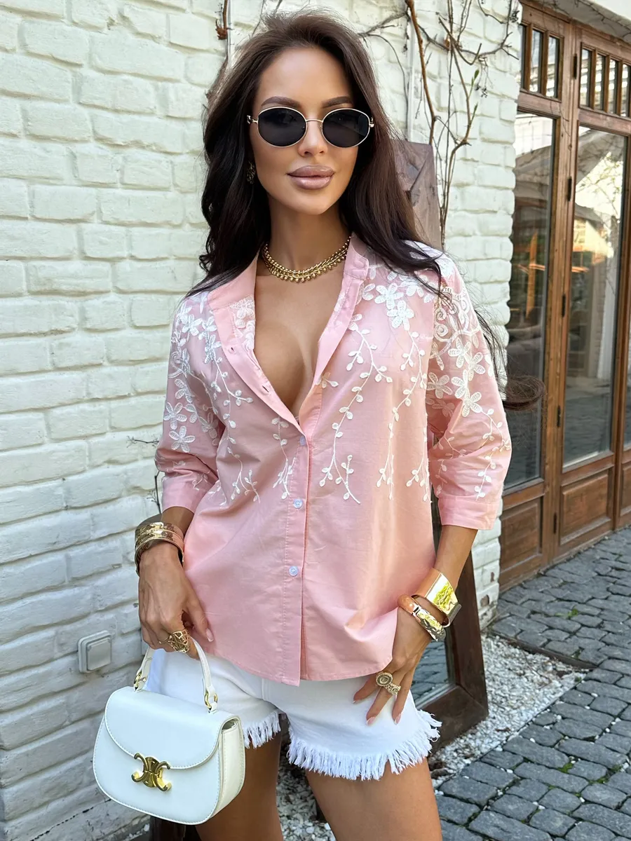 Розовая блузка нарядная летняя