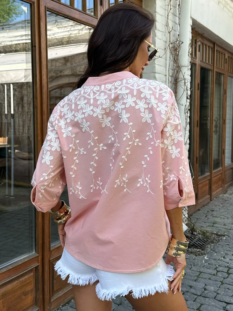 Розовая блузка нарядная летняя