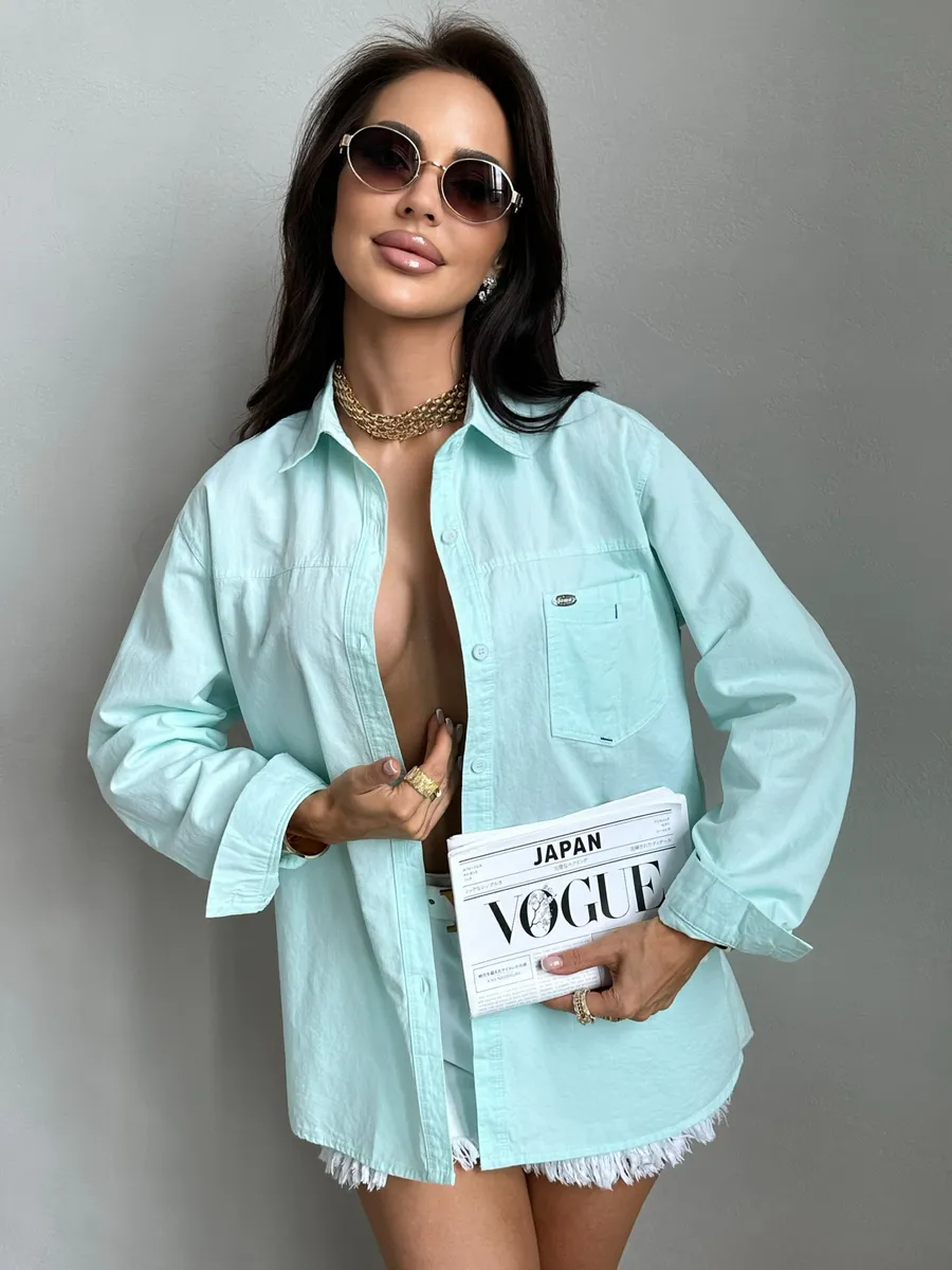 Синяя рубашка летняя