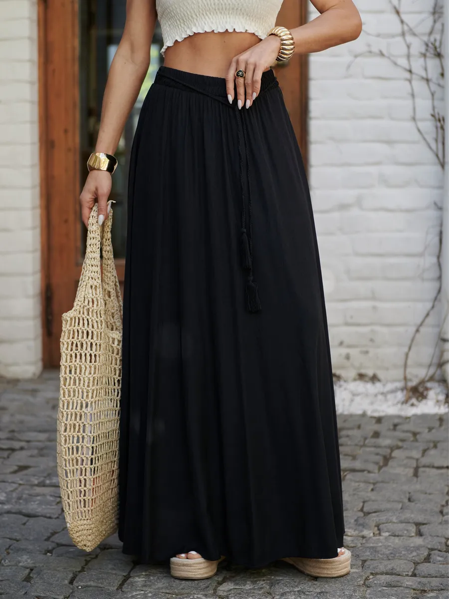 Черная юбка летняя длинная