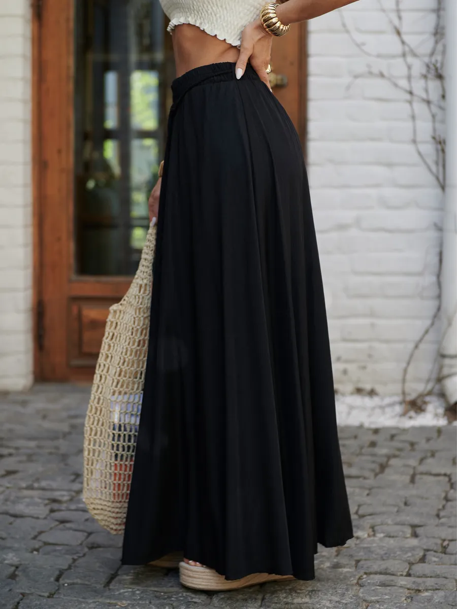 Черная юбка летняя длинная