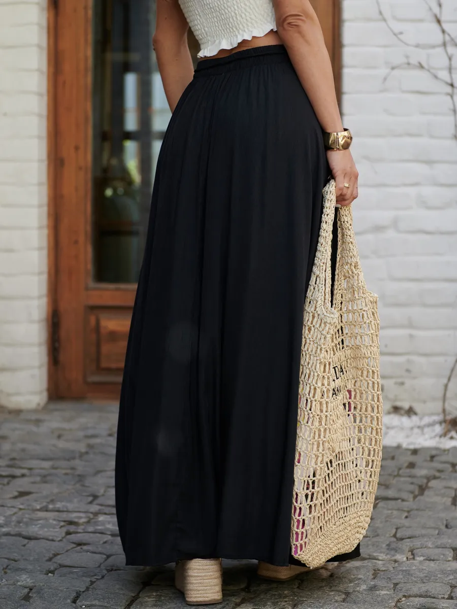 Черная юбка летняя длинная