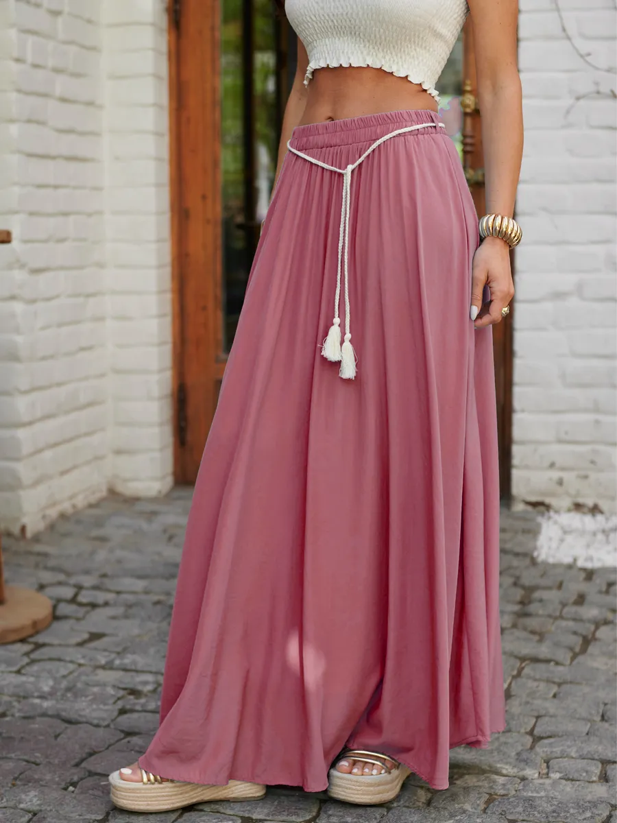 Светло-коралловая юбка летняя длинная