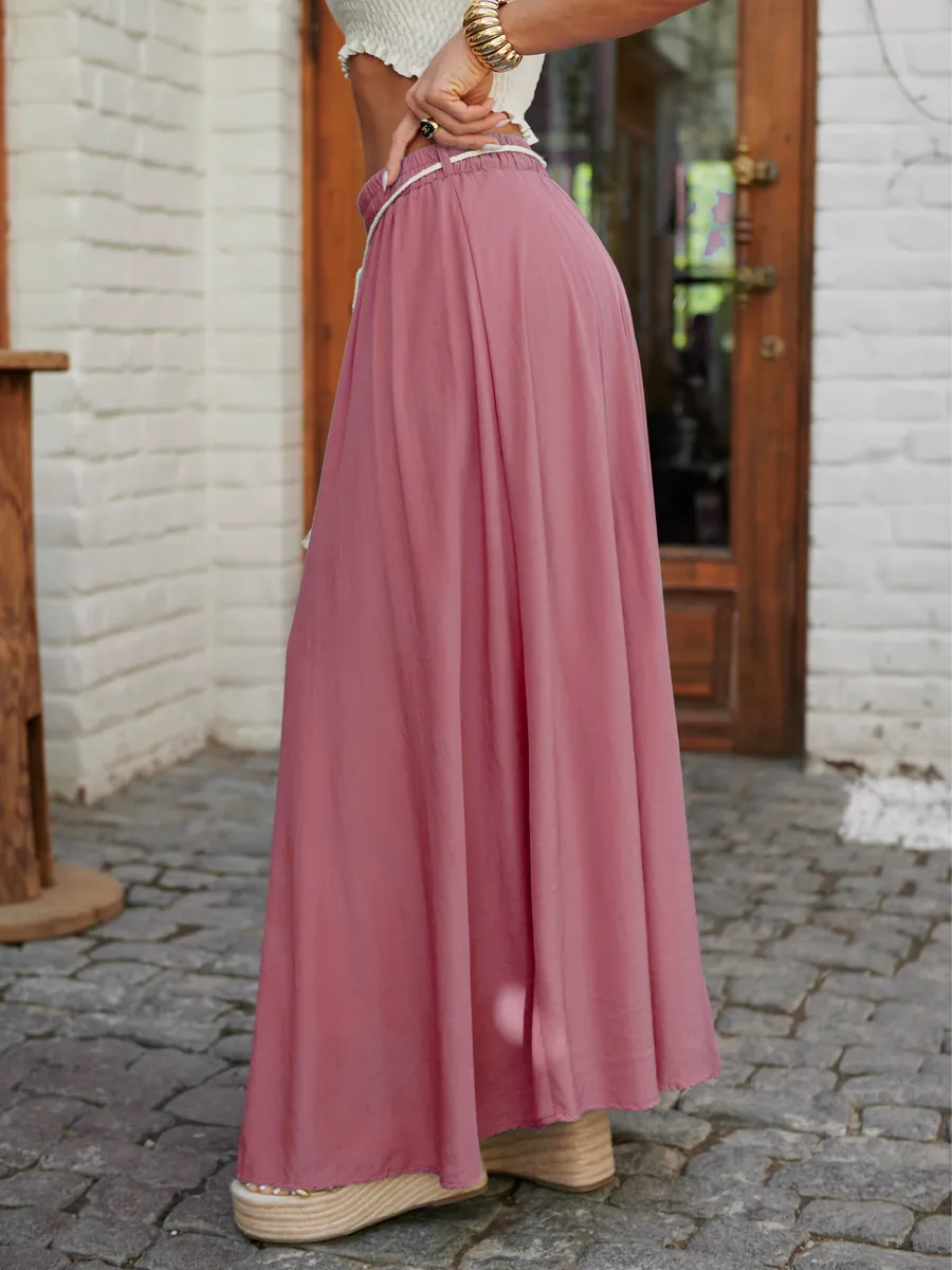 Светло-коралловая юбка летняя длинная