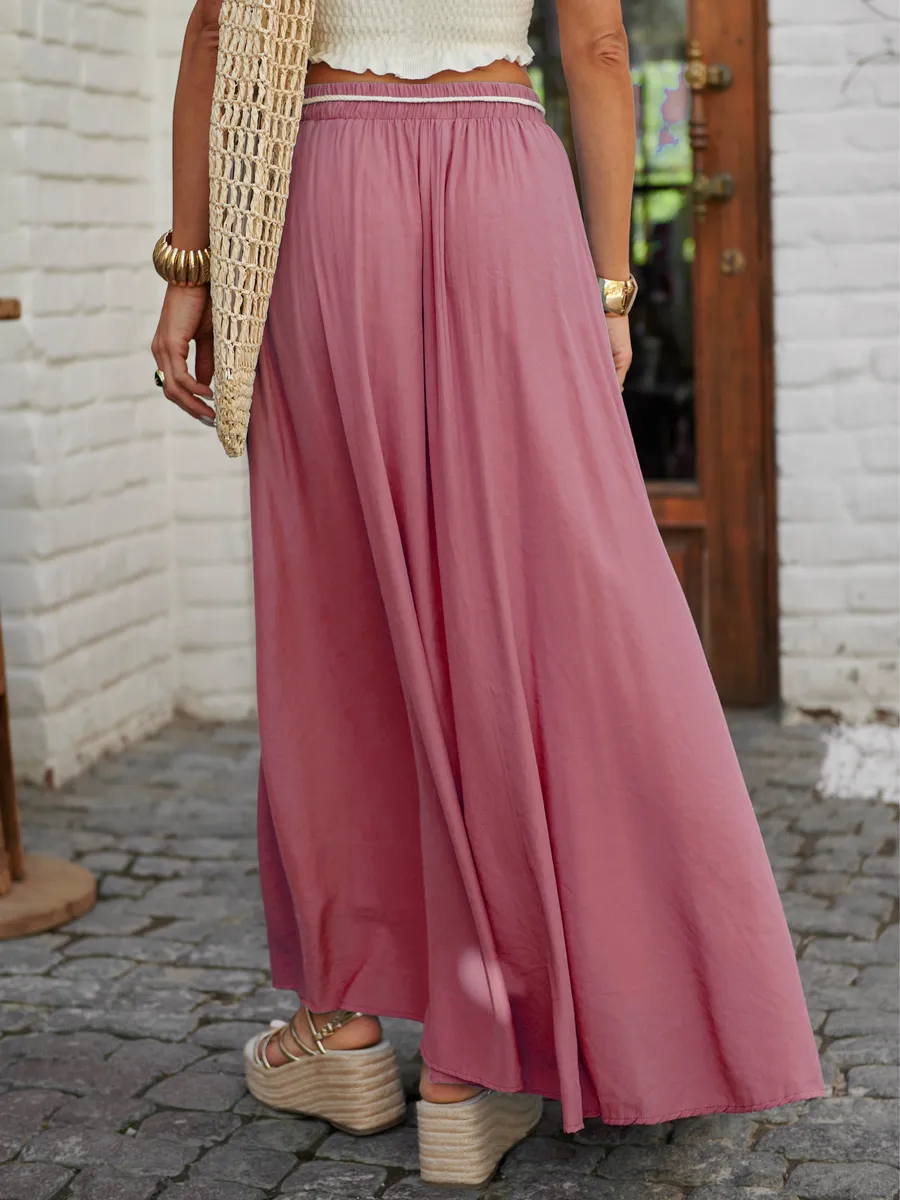 Светло-коралловая юбка летняя длинная