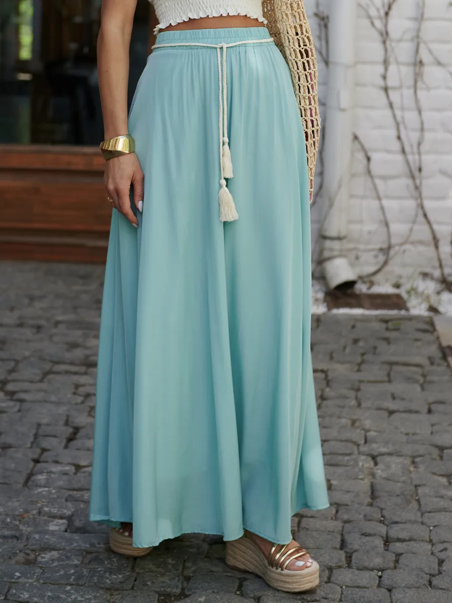 Зеленая юбка летняя длинная