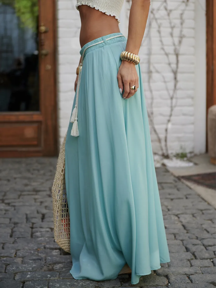 Зеленая юбка летняя длинная