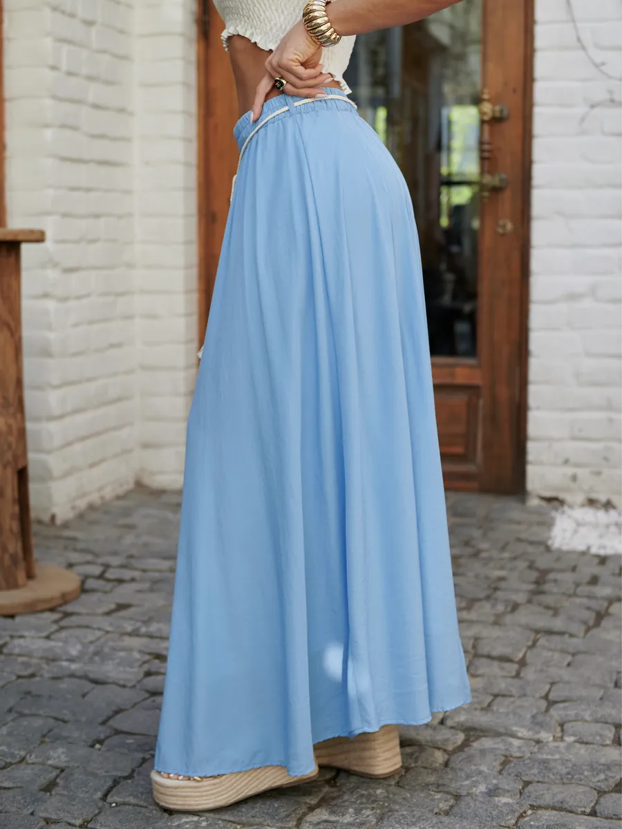 Голубая юбка летняя длинная