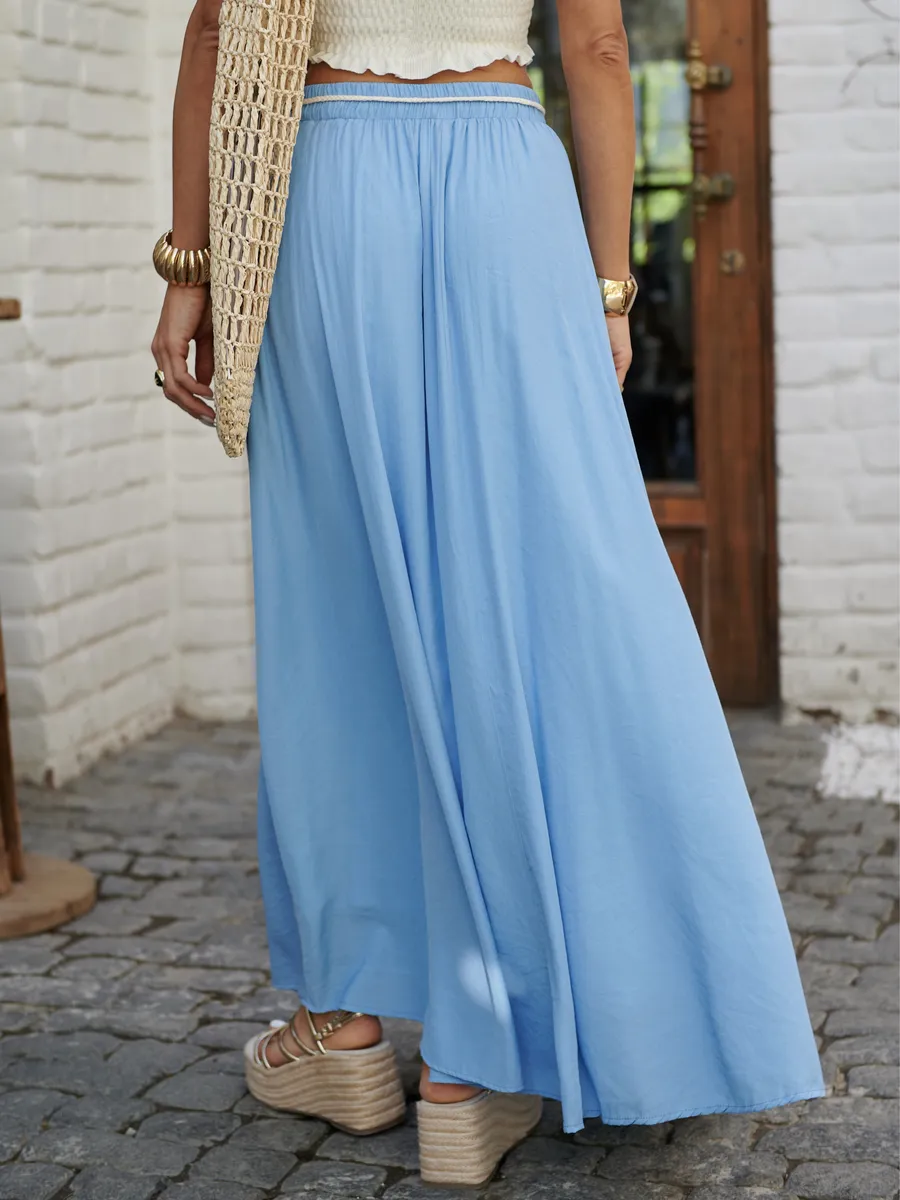 Голубая юбка летняя длинная