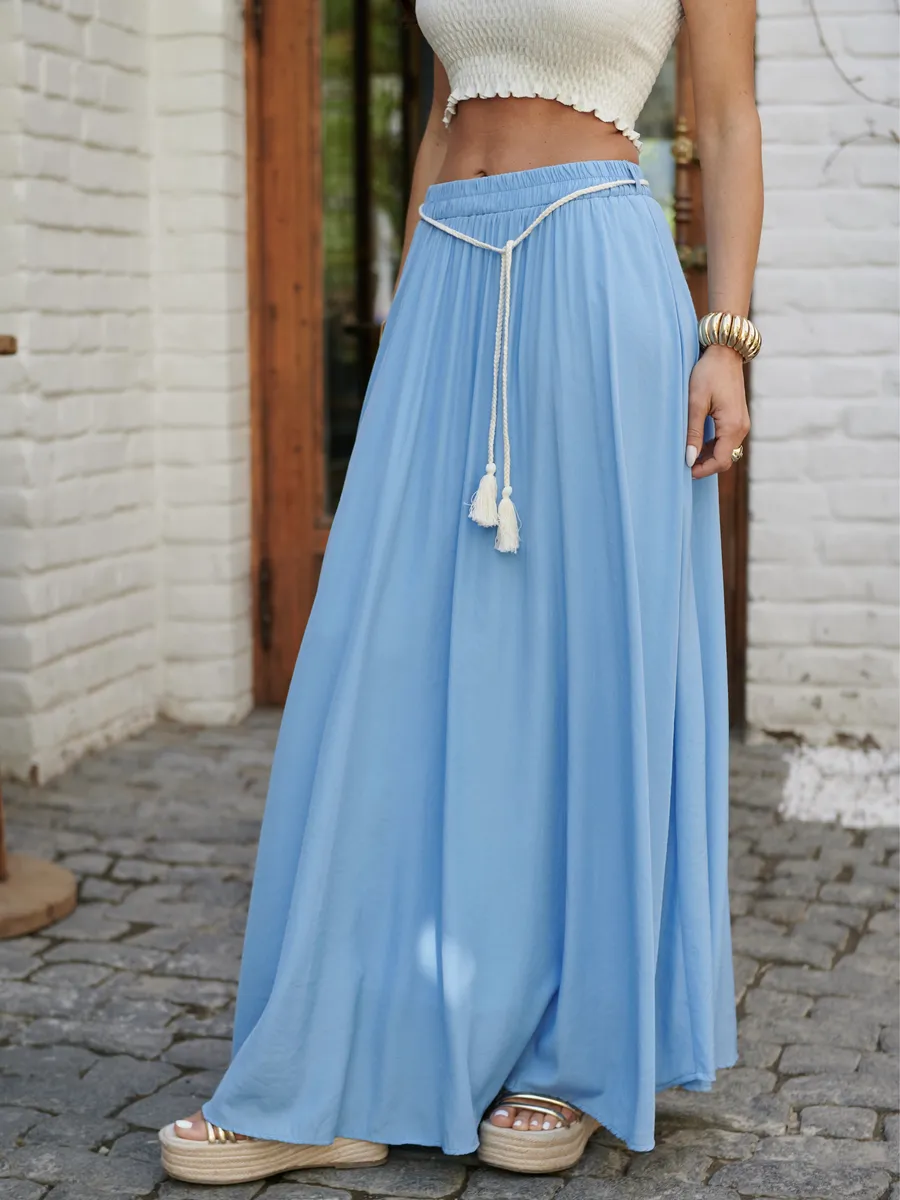Голубая юбка летняя длинная