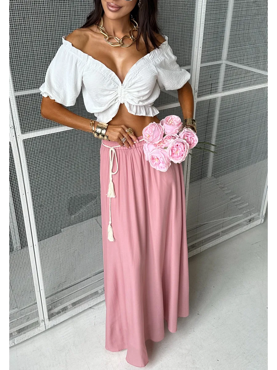 Розовая юбка летняя длинная