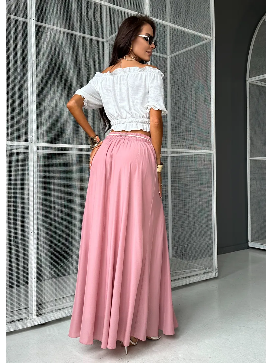 Розовая юбка летняя длинная