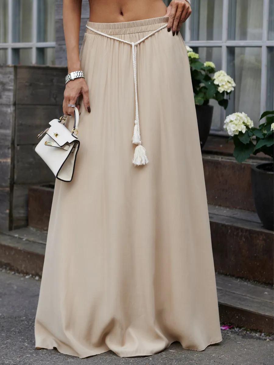Бежевая юбка летняя длинная