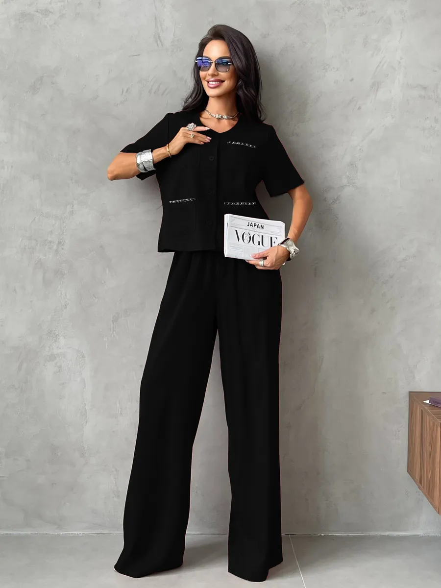 Черный костюм женский брючный