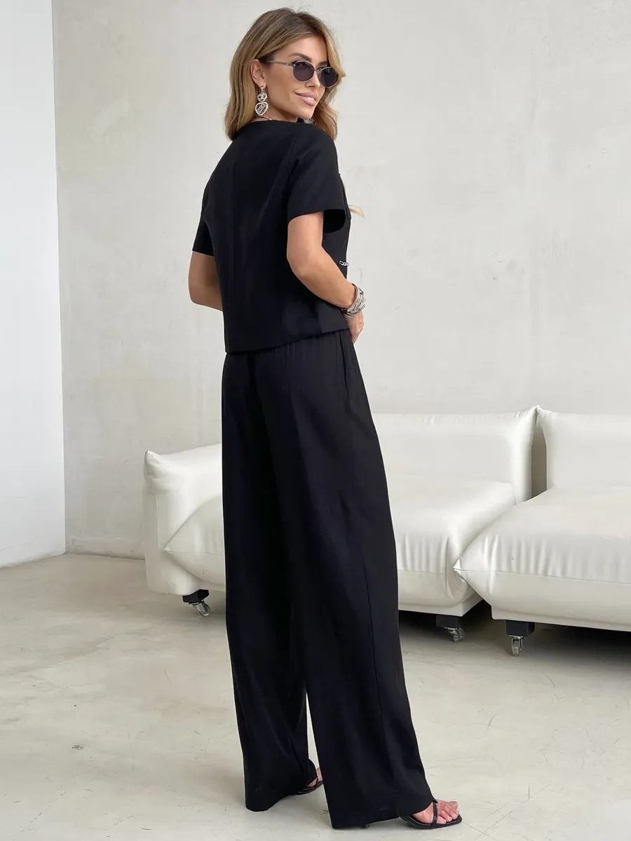 Черный костюм женский брючный