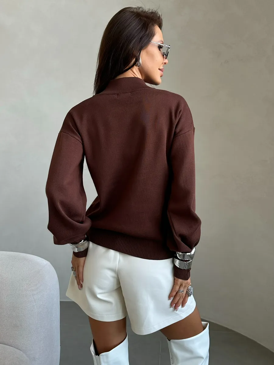 Коричневая кофта теплая нарядная