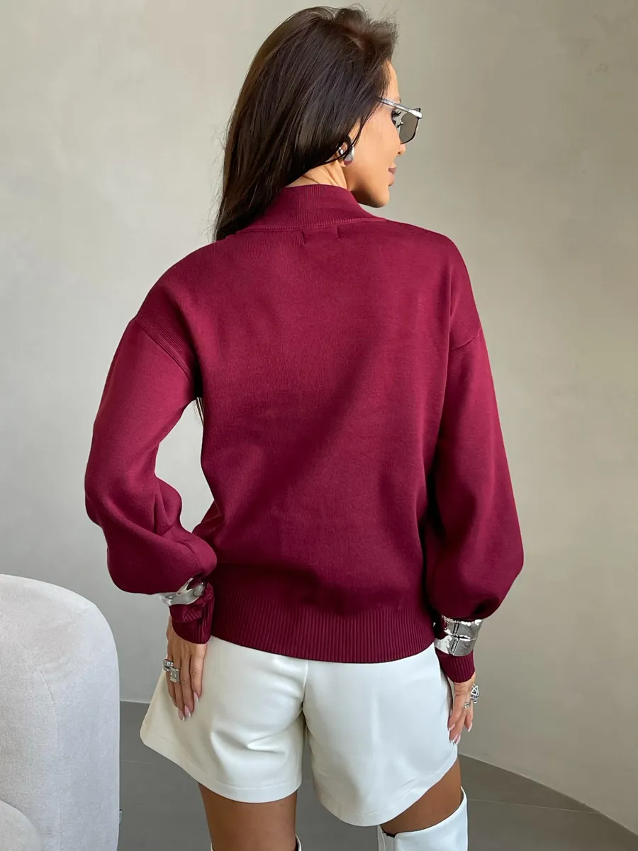 Бордовая кофта теплая нарядная