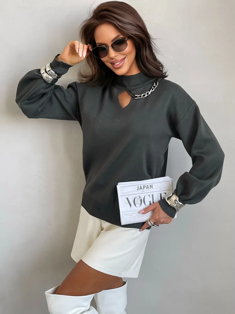 Хаки кофта теплая нарядная