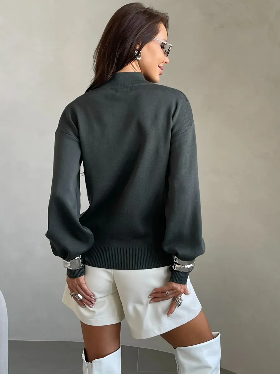 Хаки кофта теплая нарядная