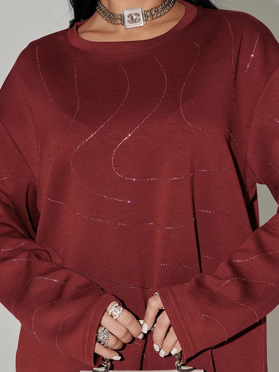Бордовая кофта нарядная больших размеров