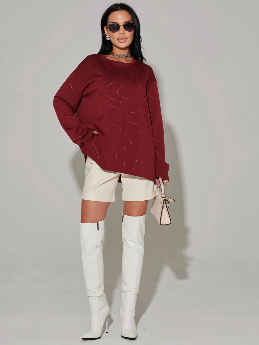 Бордовая кофта нарядная больших размеров