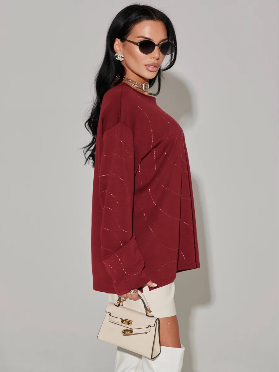 Бордовая кофта нарядная больших размеров