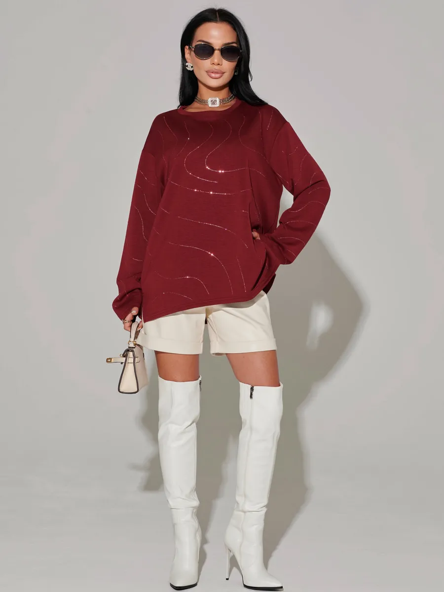 Бордовая кофта нарядная больших размеров