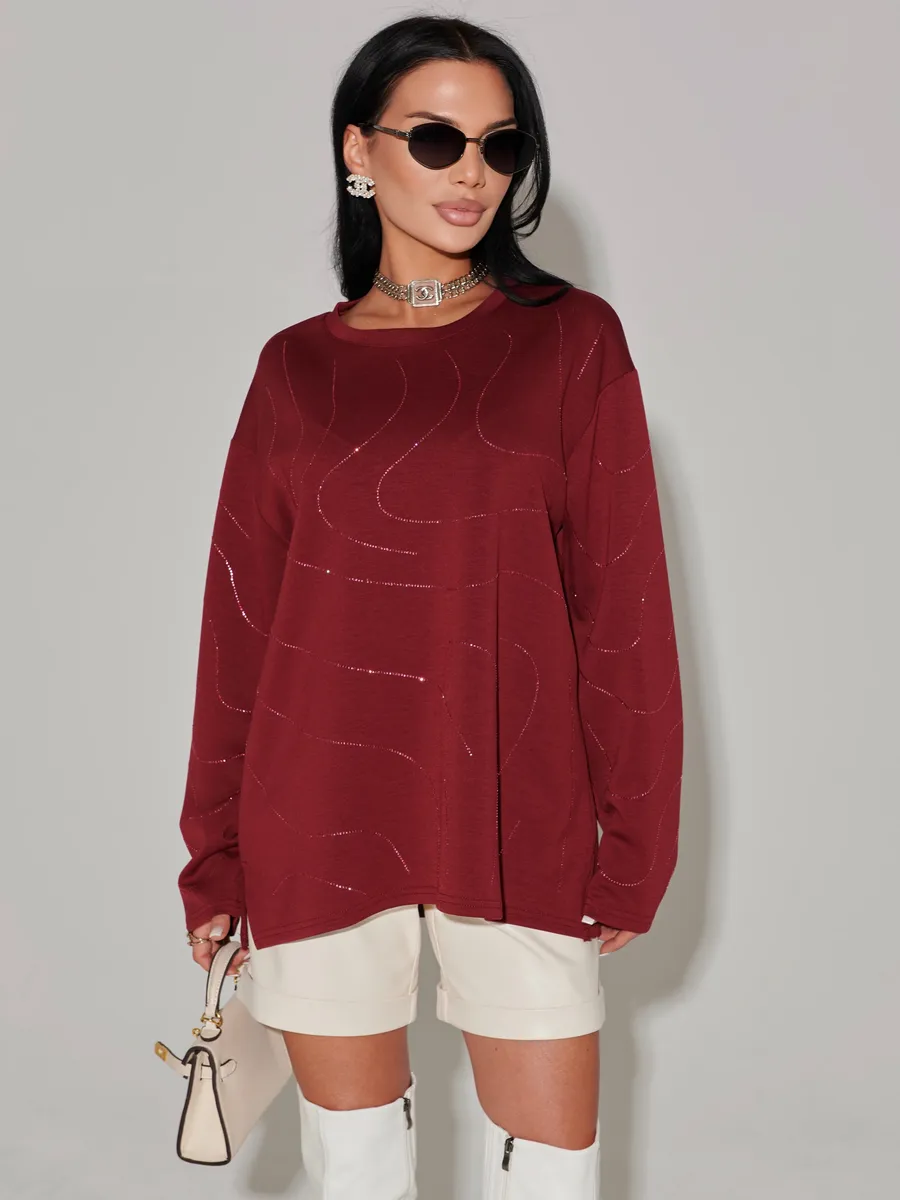 Бордовая кофта нарядная больших размеров