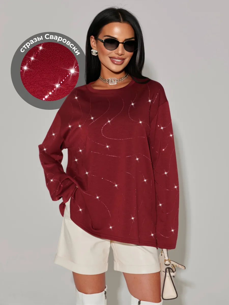 Бордовая кофта нарядная больших размеров