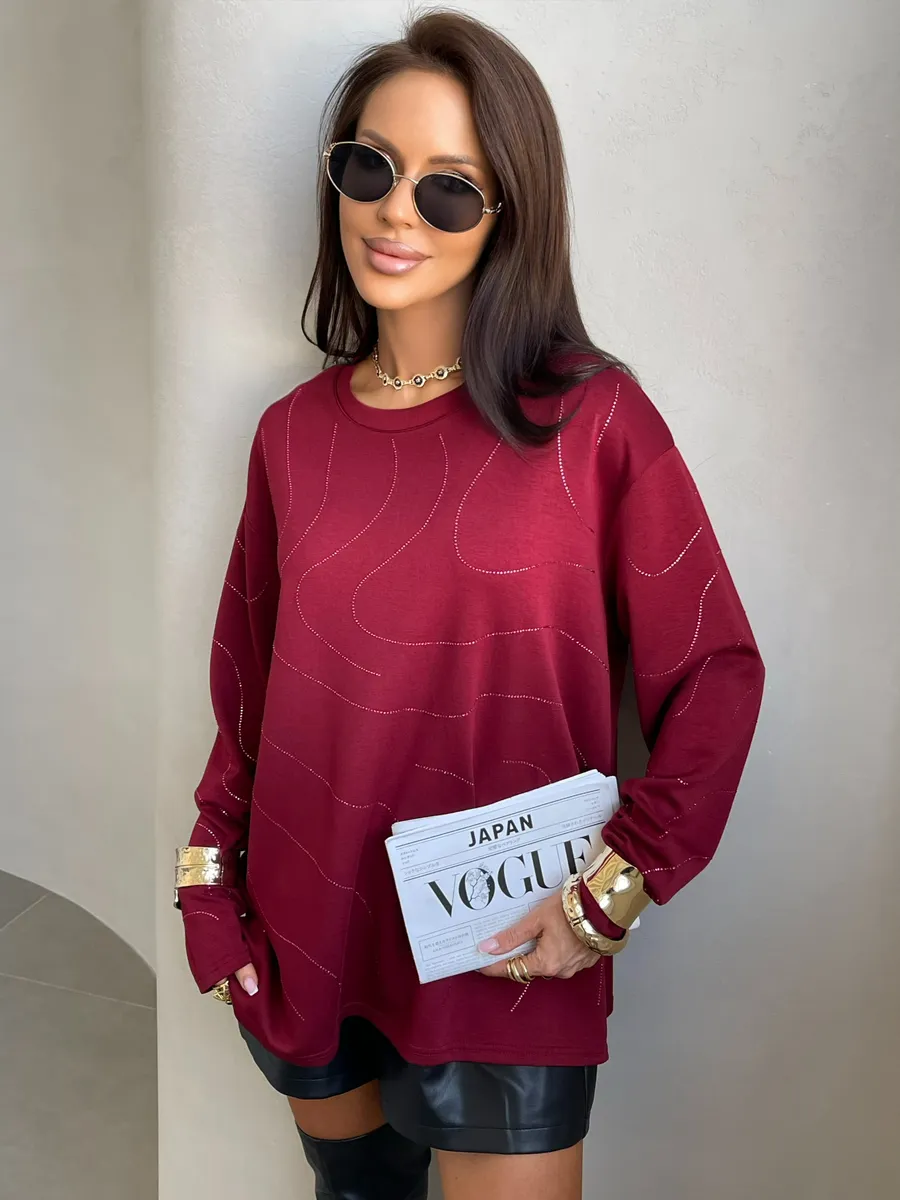 Бордовая кофта нарядная больших размеров