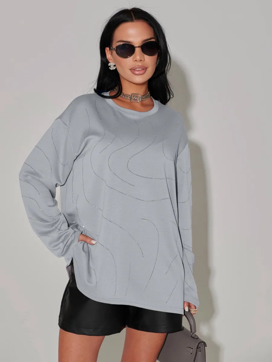 Серая кофта нарядная больших размеров