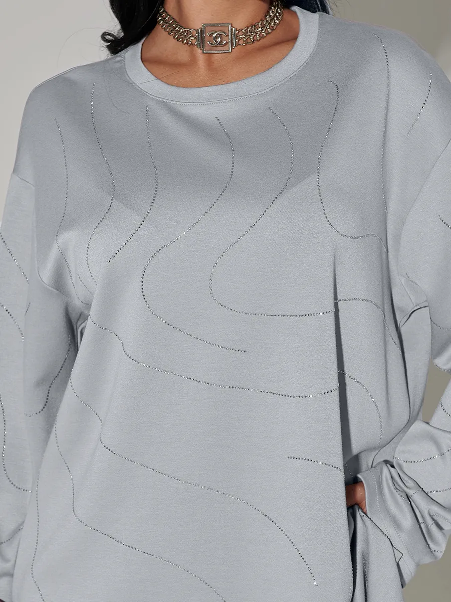 Серая кофта нарядная больших размеров
