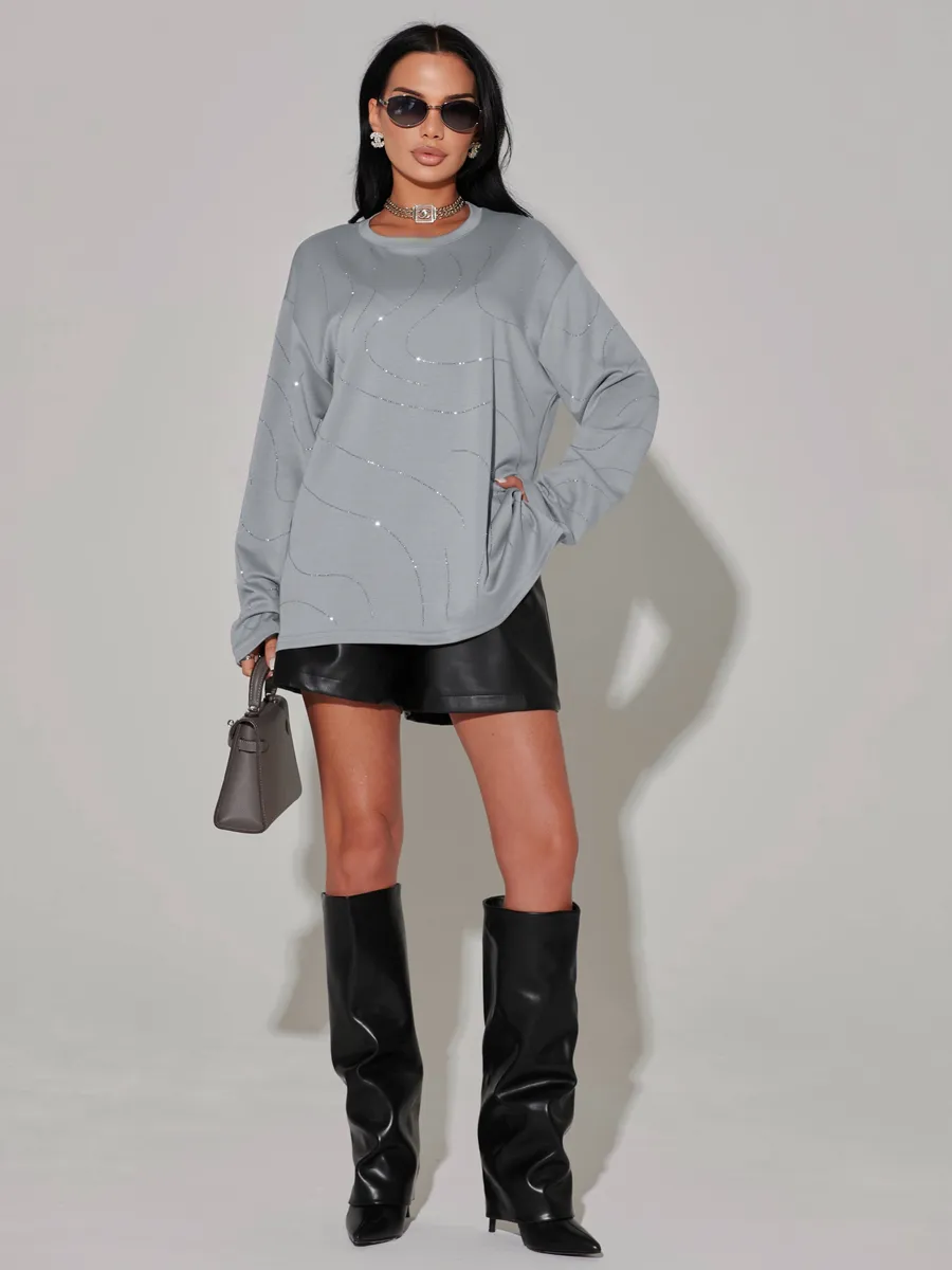 Серая кофта нарядная больших размеров