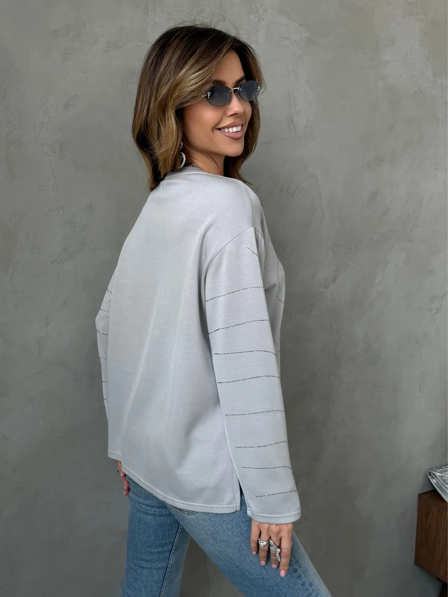 Серая кофта нарядная больших размеров