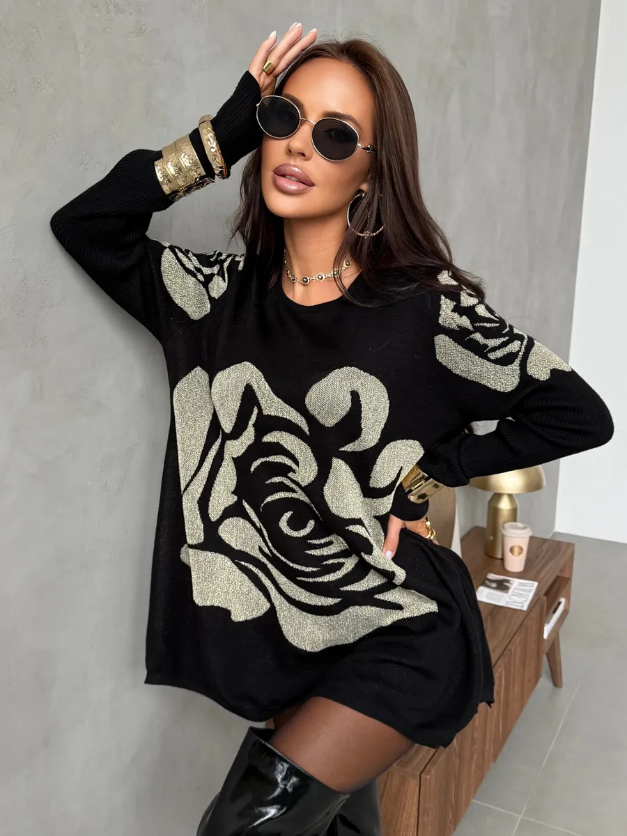 Золотистая кофта теплая трикотажная оверсайз